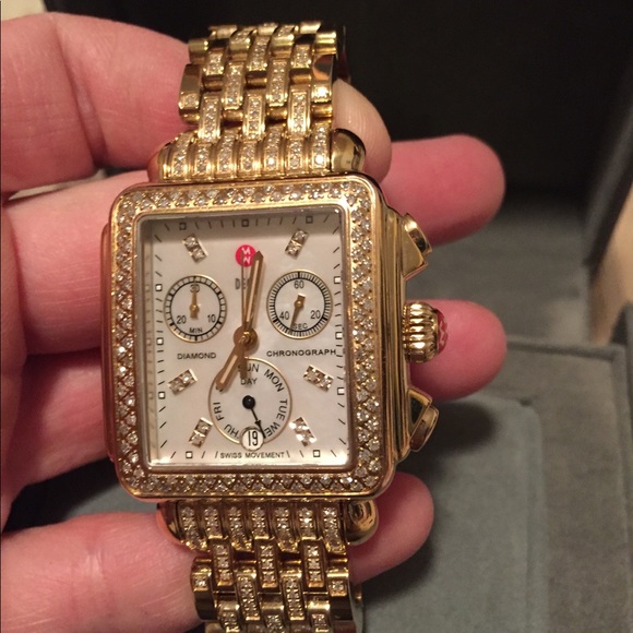 Michele gold diamond deco watch - Picture 7 of 8